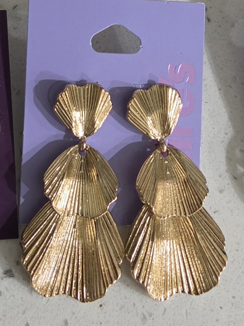 Claire's Gold-Tone Triple Shell Drop Earrings